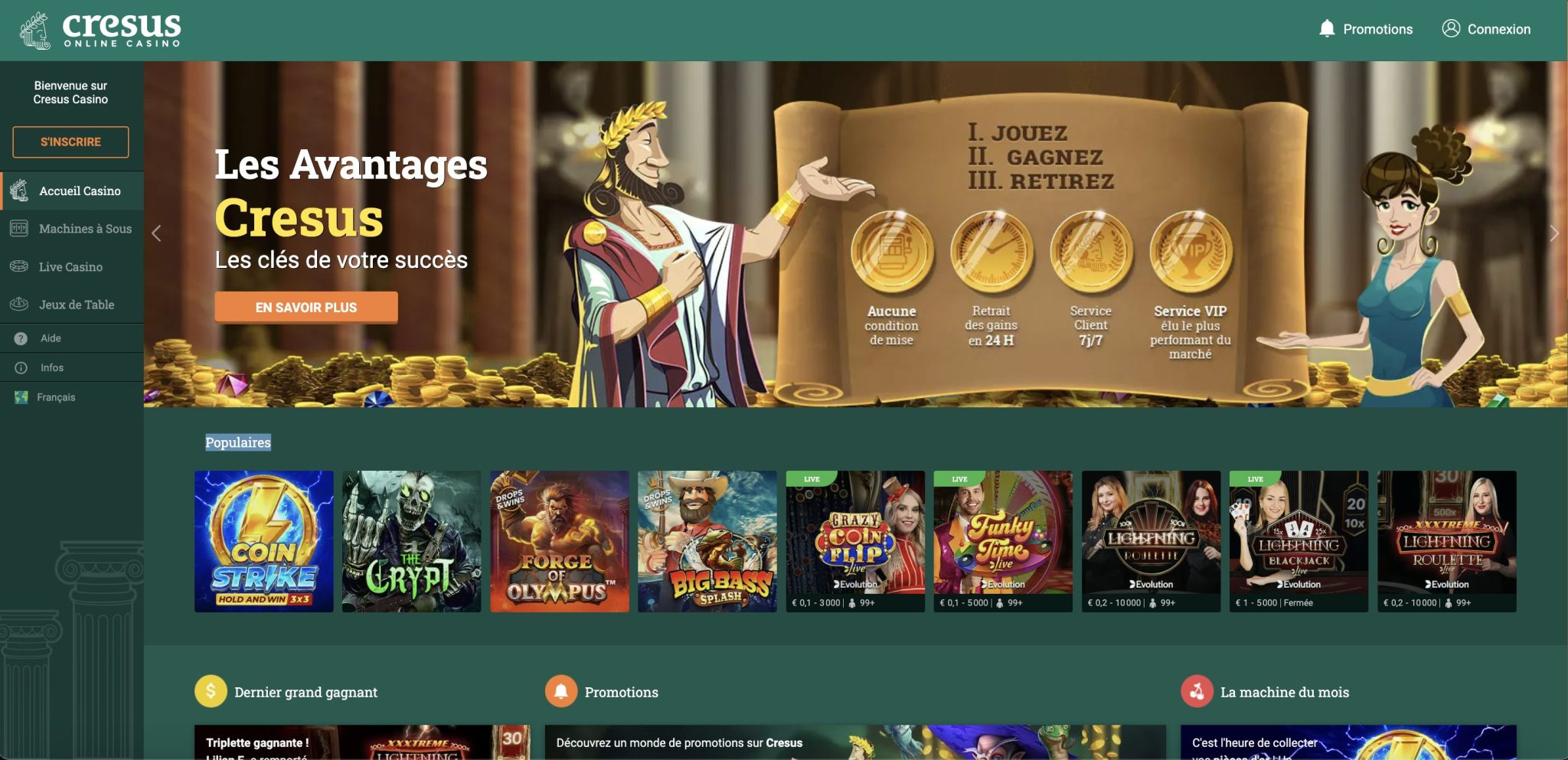 Offre exclusive Cresus Casino - Bonus luxe